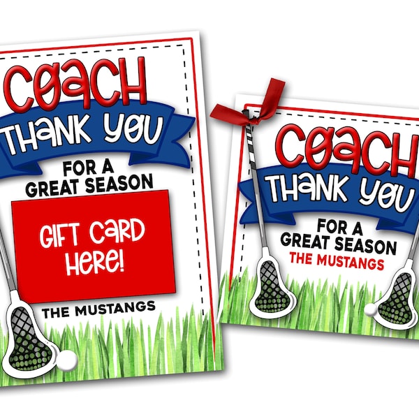 Lacrosse Coach Thank You Gift Tags, Lacrosse Thank You Card, Lacrosse Printable, Lacrosse Thank You Card, Coach Gift Card, Team Gift