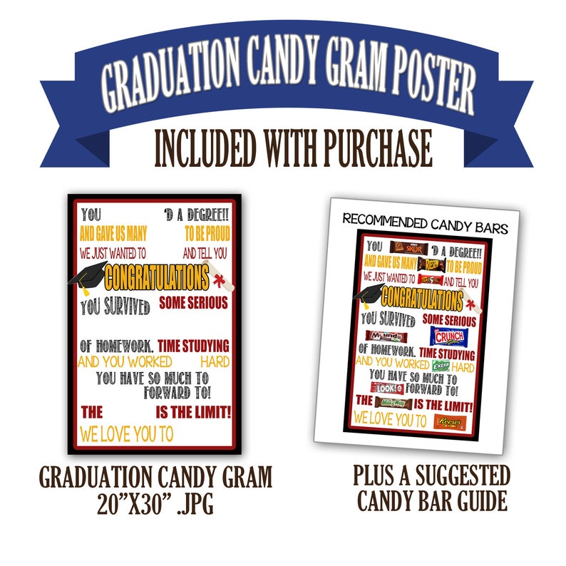 Graduation Candy Gram Poster Candy Bar Poster Graduation Etsy
