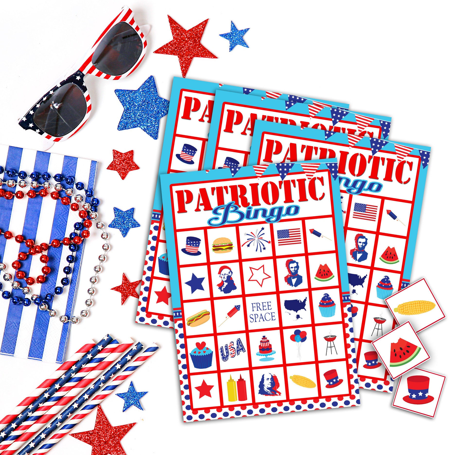Patriotic Party Bingo Game Fourth of July Party Game - Etsy