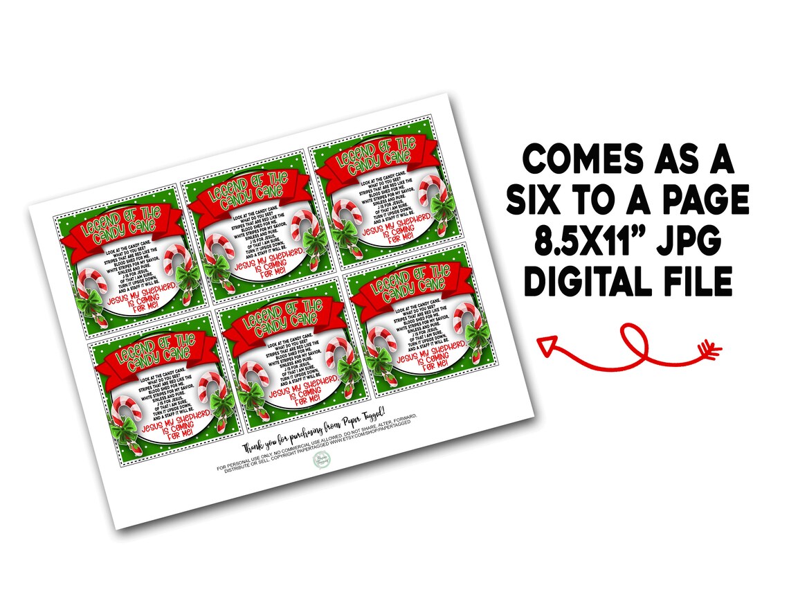 Legend of the Candy Cane Printable Tag Candy Cane Poem Etsy