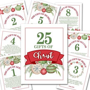 LDS 25 Gifts of Christ Christmas Advent, LDS Scripture Card Set, Printable LDS Christmas Countdown, Christmas Missionary, Ministering Gift