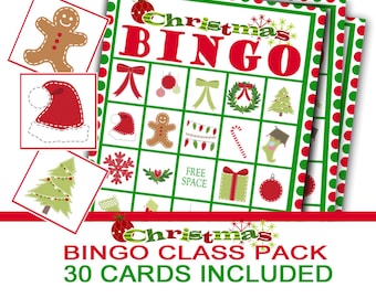 Juego de bingo de fiesta de Navidad, fiesta de Navidad de clase, juego de fiesta de clase, bingo de Navidad, juego preescolar de Navidad, juego de fiesta navideña