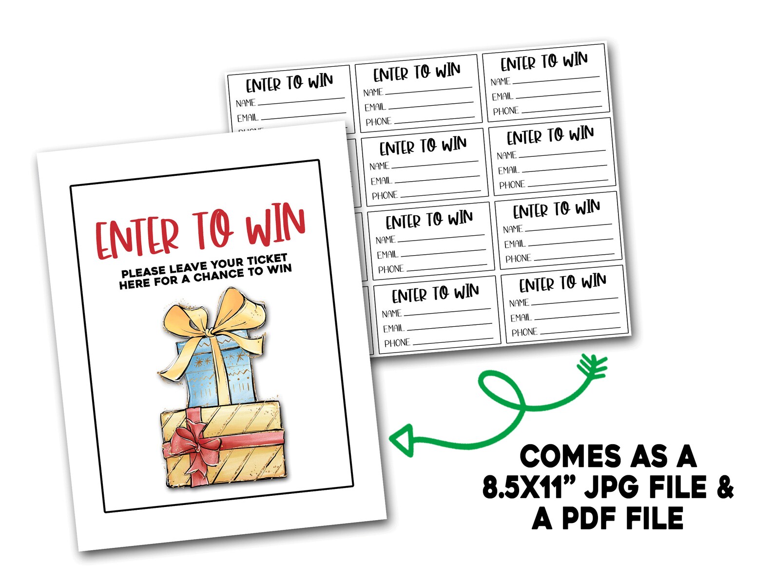 Enter to Win Tickets Christmas Raffle Ticket and Sign Kit Etsy