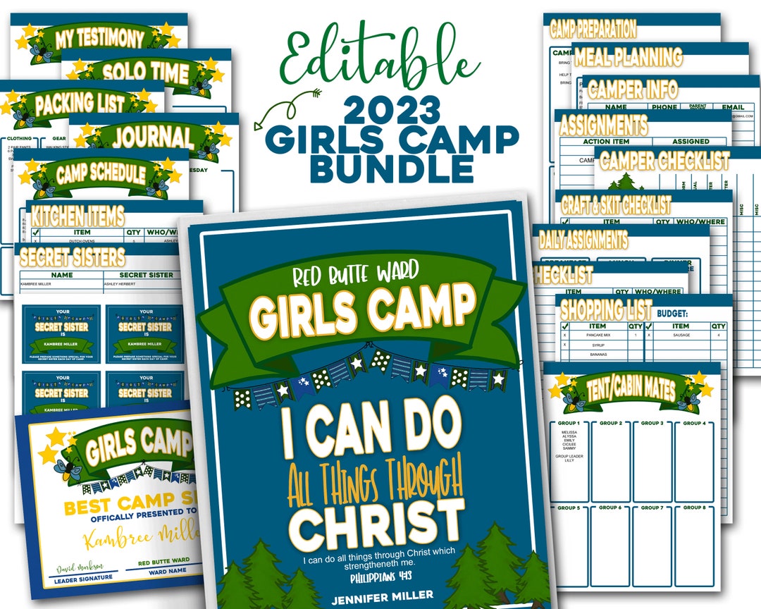 2023 Young Women Girls Camp Planner Young Women Girls Camp Etsy