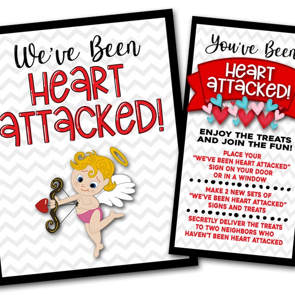 You've Been Heart Attacked Sign, You've Been Heart Attacked Kit, Printable Valentine Heart Attacked Sign, Valentine's Heart Attack