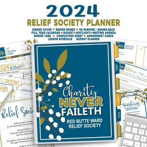 2024 Relief Society Planner, Relief Society Binder, LDS Relief Society 2024, Editable, Printable Instant Download, Calendar, Ministering