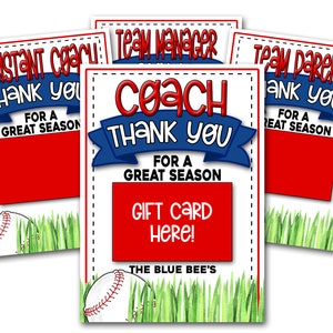 Suporte para cartão de presente de agradecimento do treinador de beisebol, cartão de agradecimento, impressão de beisebol, cartão de agradecimento de beisebol, agradecimento do gerente da equipe, pai da equipe