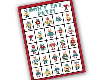 Robot Party Game, Don't Eat Pete, Groepsspel, Robot Verjaardagsfeestje, Robot Party Game, Preschool Game, Robot Printable Game, Gemakkelijke verjaardag