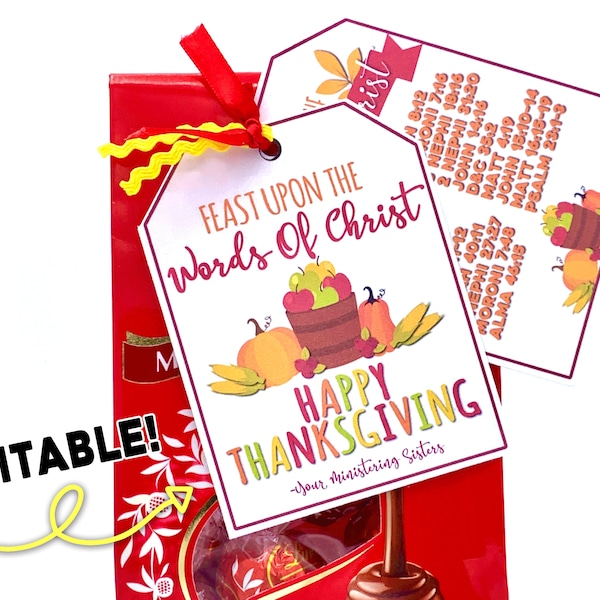 Thanksgiving Ministering Idea, Young Women, Feast on the Words of Christ, LDS Ministering Ideas, LDS Printables, November Ministering
