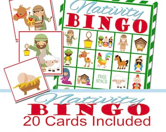 Natividad Navidad Fiesta Bingo Juego, Juego de Fiesta de Navidad, Navidad Religiosa, Bingo de Navidad, Escena de Natividad, Juego de Fiesta de la Iglesia, Religión