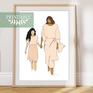 Jesus Christ Art, Christ Portrait, Religious Art, Gift for Young Women, Modern Christian Art, Gift for YW, Black Hair, Printable, LDS Art