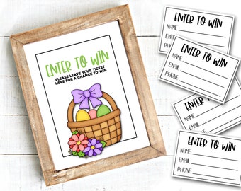 Enter To Win Tickets, Easter Raffle Ticket and Sign Kit, Easter Marketing Giveaway, Printable, Business door prize entry form, DIY, Instant