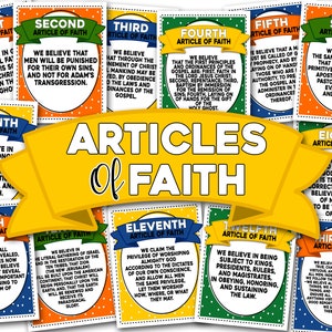 Articles of Faith, LDS Articles of Faith, Primary Bulletin Board, LDS Primary Presidency, Latter Day Saints, Thirteen Articles of Faith
