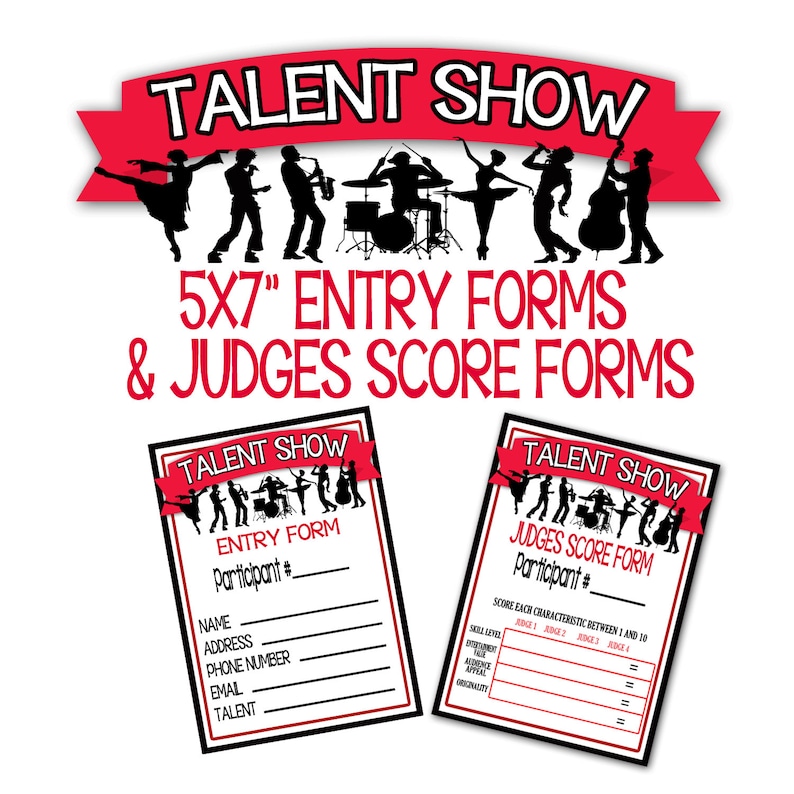Talent Show Printable Contest Forms Talent Show Participation Etsy