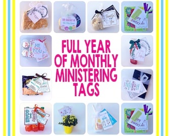 LDS Ministering idea, Tags, Monthly Ministering Card, LDS Ministering Handout, Ministering Gift Idea, LDS Ministering Gift Idea, Printable