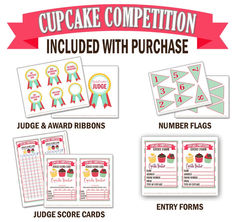 Cupcake Competition Printables Forms Cupcake Contest Forms Etsy