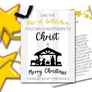 Regalo de Navidad de la Sociedad de Socorro, Regalo de Navidad de la Sociedad de Socorro SUD, Etiquetas de Regalo de Navidad, Sociedad de Socorro de los Santos de los Últimos Días, Ministración de diciembre