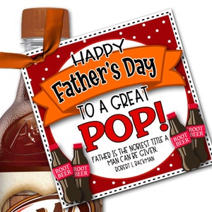 Etiquetas de regalo del Día del Padre, Cerveza de raíz del Día del Padre, Para un gran pop, Regalo del Día del Padre pop, Regalo del Día del Padre de barrio, Día de los Padres SUD, Abuelo