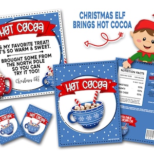 Elf Hot Cocoa Note, Foldable Christmas Elf Hot Cocoa Packet, Printable Elf Hot Cocoa, Elf Activity, Easy Elf Activity, Last Minute Elf Ideas