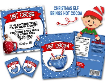 Elf Hot Cocoa Note, Foldable Christmas Elf Hot Cocoa Packet, Printable Elf Hot Cocoa, Elf Activity, Easy Elf Activity, Last Minute Elf Ideas