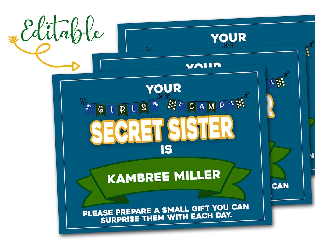 Young Women Girls Camp Secret Sister Cards, LDS Young Women Girls Camp ...