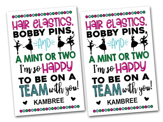 Dance Team Gift, Competition Team Gifts, Dance Gifts, Dance Team Gifts Bobby Pin Case, Dance Team Gift Tags Printable, Personalized