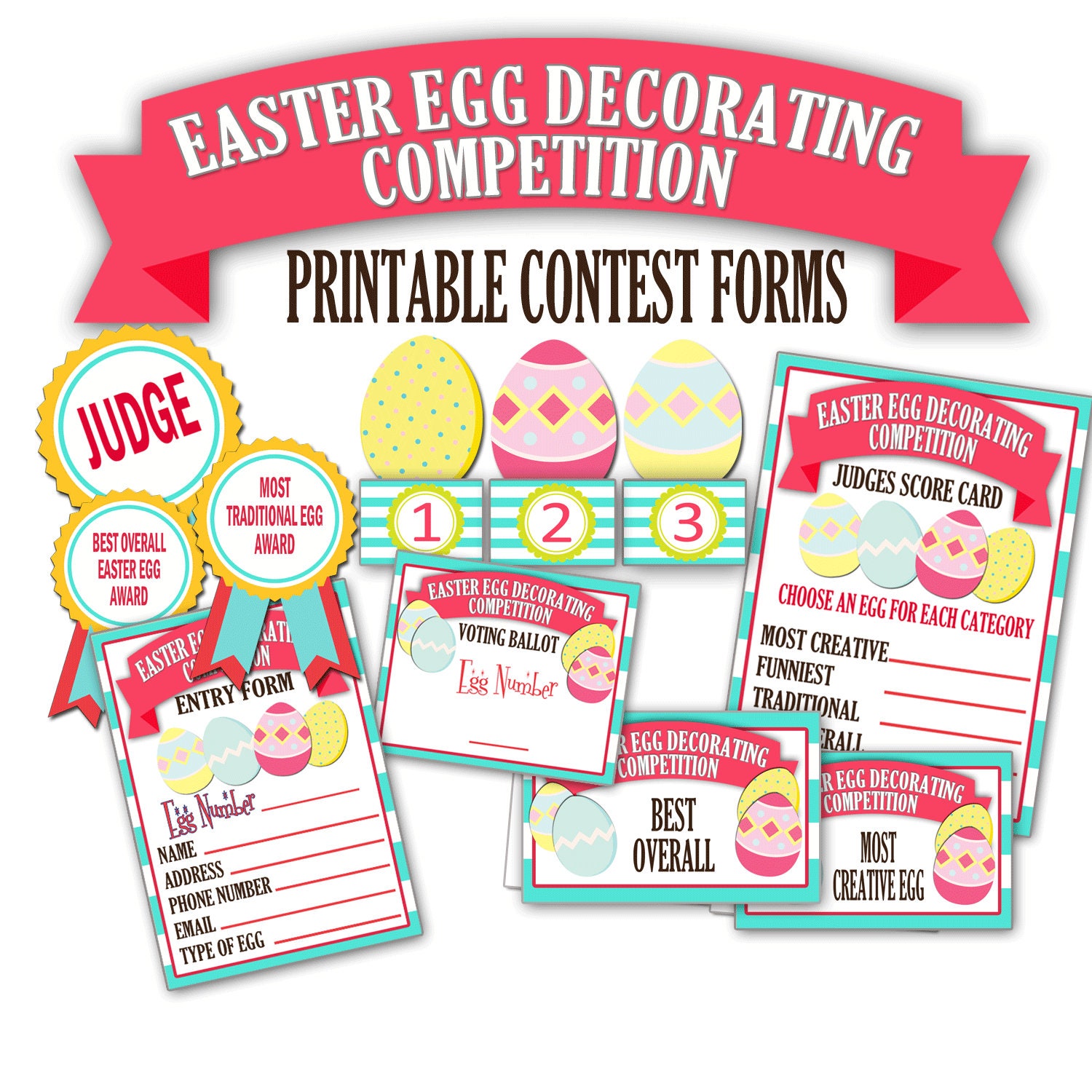 Easter Egg Decorating Contest Forms Packet Eastaer Egg Judges - Etsy Israel