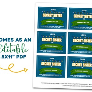Young Women Girls Camp Secret Sister Cards, LDS Young Women Girls Camp, Editable, LDS Girls Camp ...