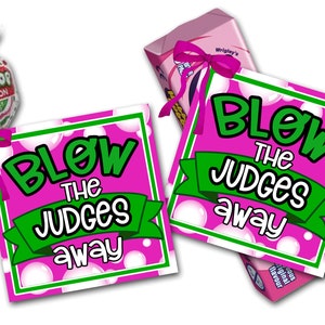 Concours de danse Good Luck Favor Tags, Blow the Judges Away, Cheer Team Favors, Cheer Competition Good Luck Tags, Gymnastics Team Gift