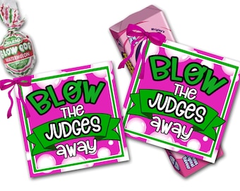 Dance Competition Good Luck Favor Tags, Blow the Judges Away, Cheer Team Favors, Cheer Competition Good Luck Tags, Gymnastics Team Gift