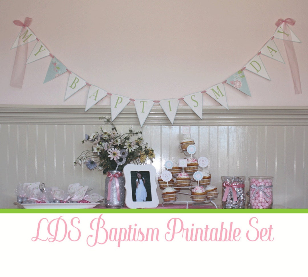 LDS Baptism Printable Party Set, Pink and Gray, Girls Baptism, Chews ...