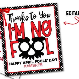 April Fools' Day Teacher Gift, Teacher Gift voor April Fools, dankzij jou ben ik niet gek, April Fools' Card voor leraar, April Fools' Coach