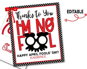 April Fools' Day Teacher Gift, Teacher Gift for April Fools, Thanks To You I'm No Fool, April Fools' Card for Teacher, April Fools' Coach