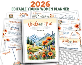 2026 Young Women Planner, Young Women Binder, Walk with Me, Young Women 2026, Young Women Binder System, LDS Young Women Presidency Binder