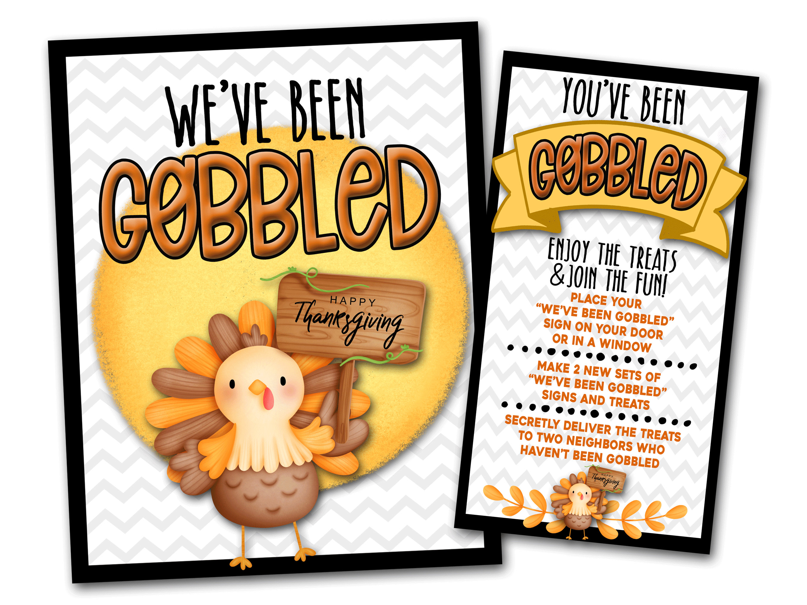 you've been gobbled sign, printable thanksgiving gobbled sign