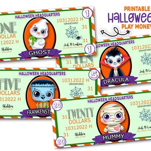 Soldi finti di Halloween, Soldi mostruosi, Soldi finti di Halloween, Soldi di gioco stampabili, Soldi di gioco di Halloween, Download istantaneo, Soldi stampabili