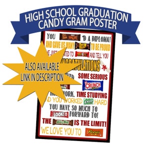 Graduation Candy Gram Poster, Candy Bar Poster, Graduation Gift, End of ...