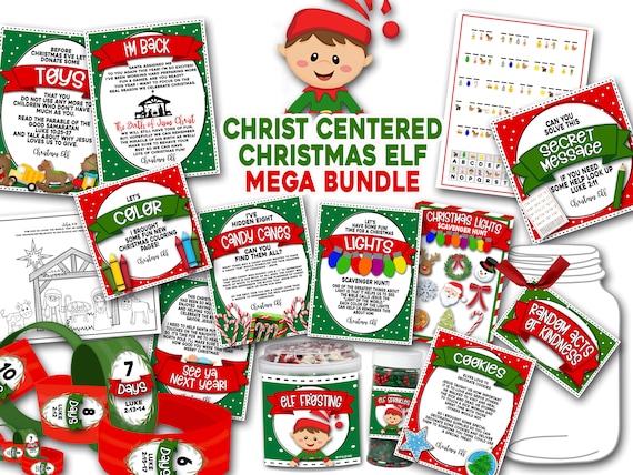 Elf Activities, Christ Centered Elf Activities, Elf Props, Christian Elf Activities, Elf Coloring Pages, Printable Elf Activities, Countdown