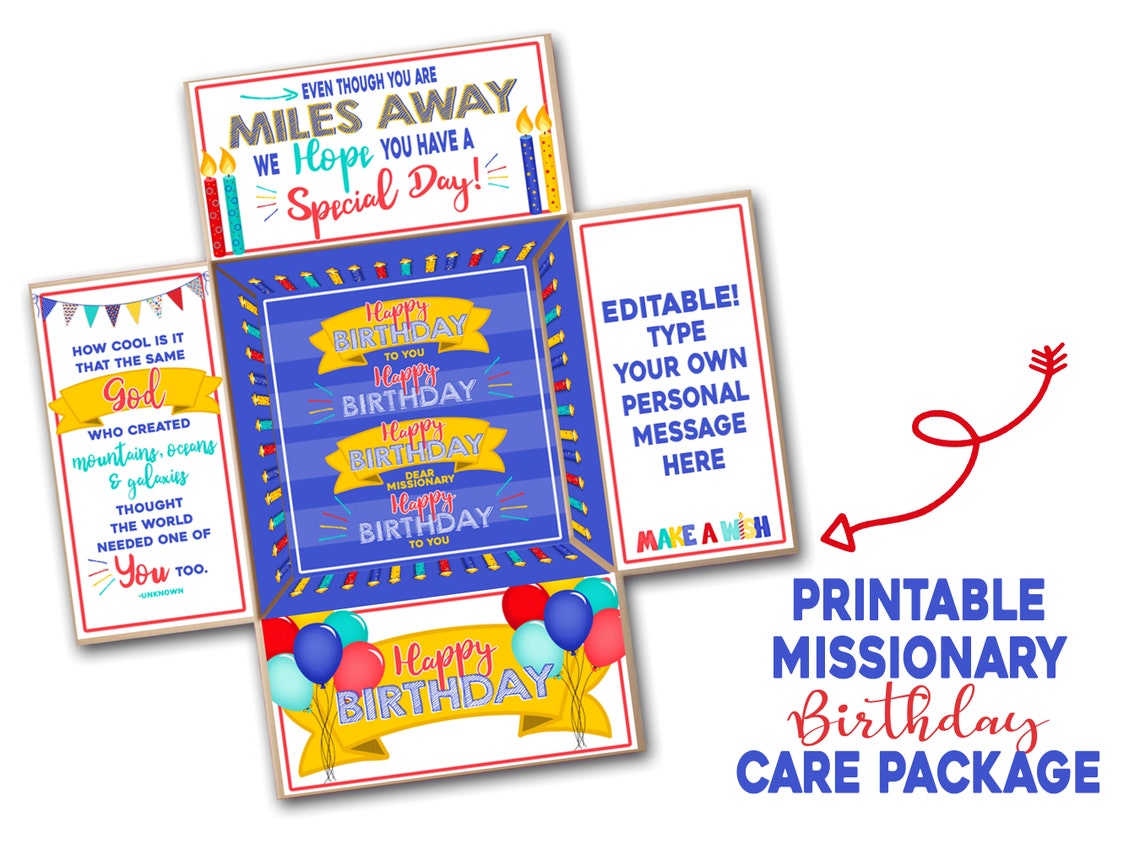 LDS Missionary Birthday Package Printable Missionary Birthday | Etsy