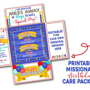 LDS Missionary Birthday Package, Printable Missionary Birthday Package, LDS Care Package, LDS Missionary Package, Missionary Mail, Birthday