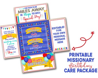 LDS Missionary Birthday Package, Printable Missionary Birthday Package, LDS Care Package, LDS Missionary Package, Missionary Mail, Birthday