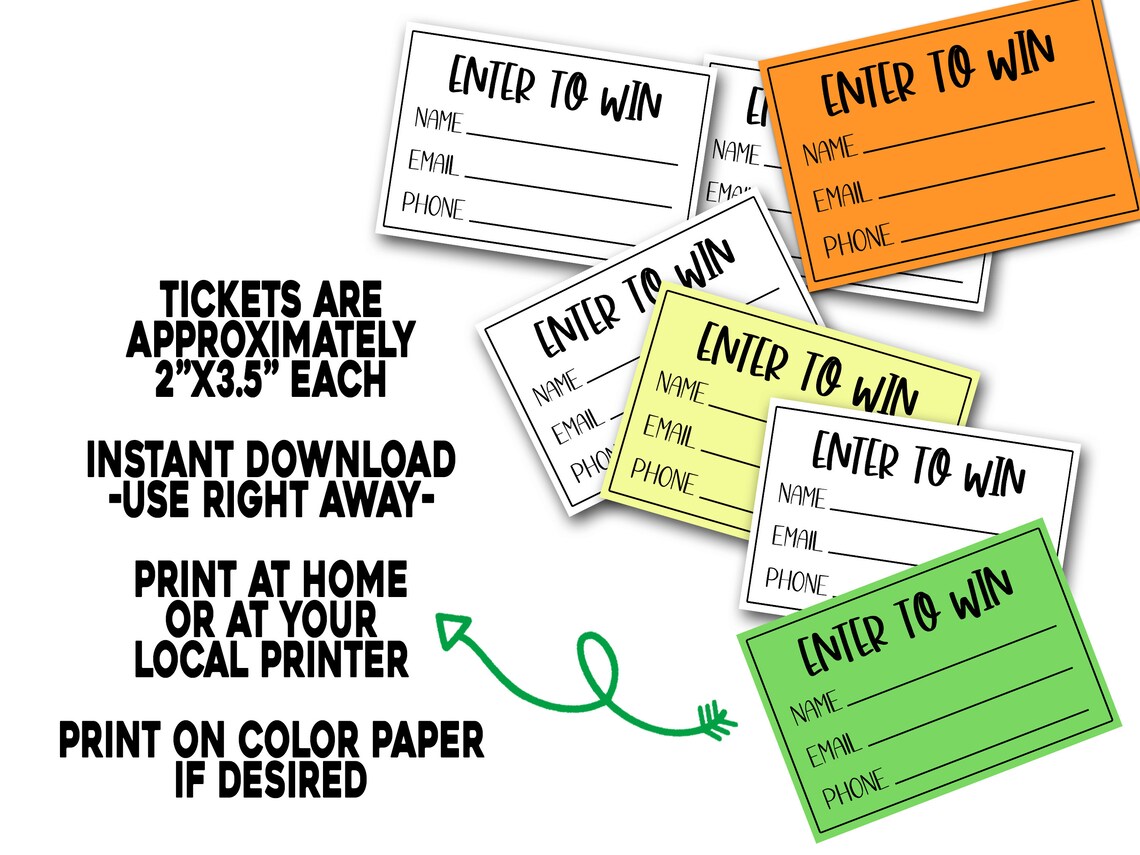 Falling Raffle Tickets Enter to Win Tickets, Fall Raffle Ticket and Sign Kit, Halloween ...