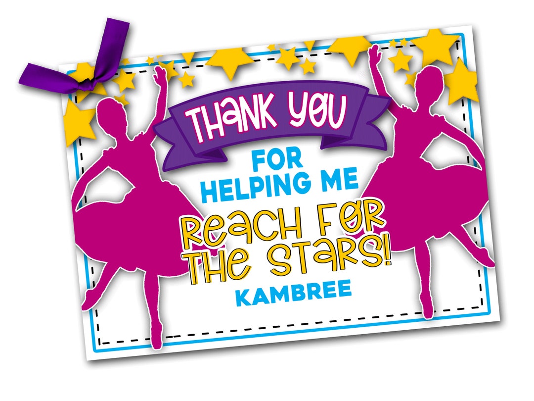 Dance Teacher Thank You, Dance Teacher Gift Tags, Dance Thank You Card