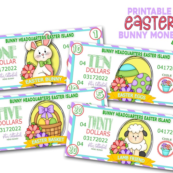 Easter Bunny Money, Easter Bunny Play Money, Easter Fake Money, Printable Play Money, Easter Bunny Game Money, Printable Bunny Money
