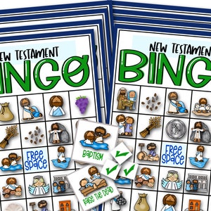 Bingo del Nuevo Testamento, Actividades del Nuevo Testamento para niños, Ven y sígueme 2023, Ven y sígueme Bingo, Bingo bíblico, Imprimible, Niños SUD