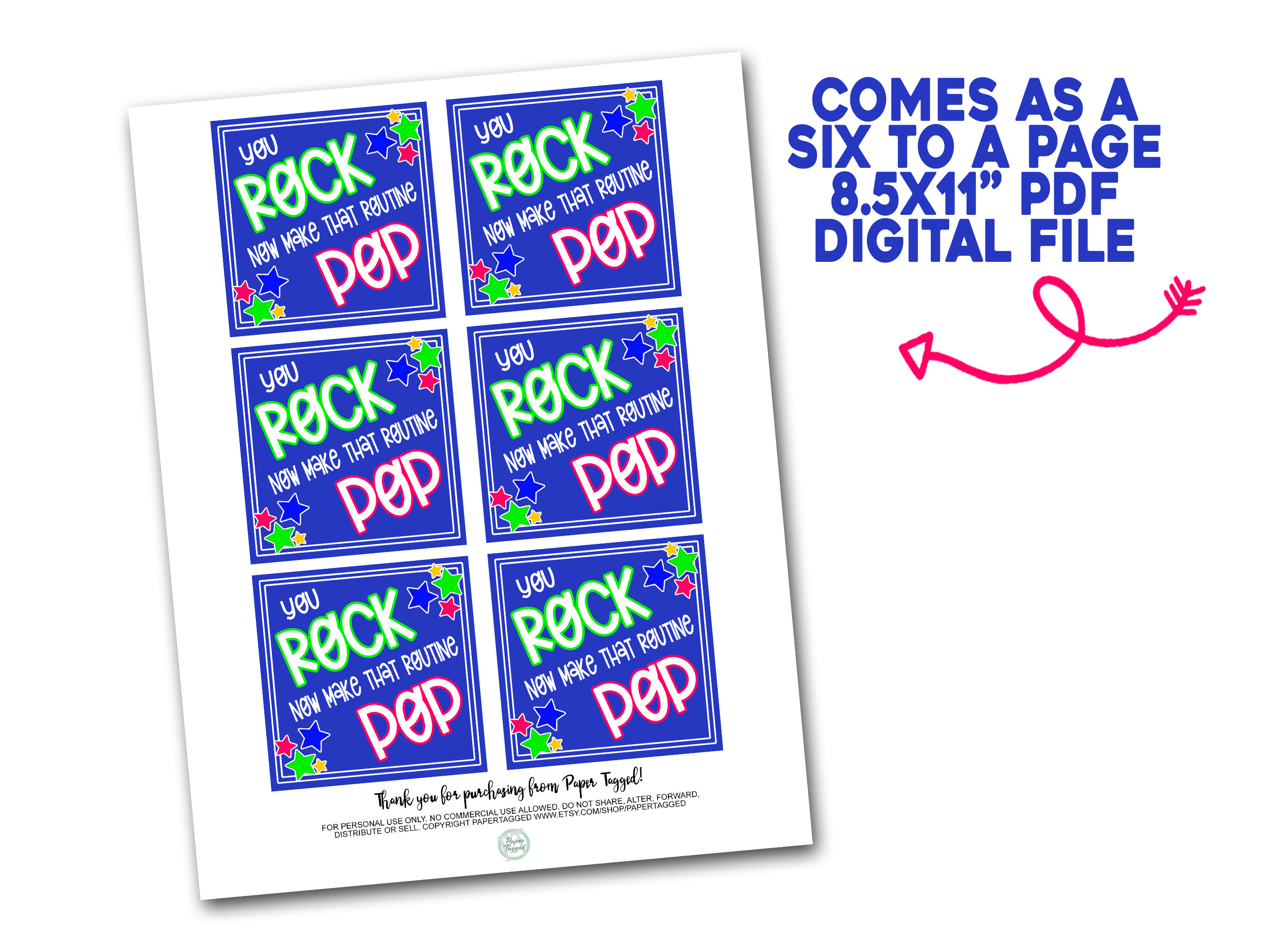 Cheer Luck Rocks Cheerleading Good Luck Favor Tags, You Rock Now Make That Routine Pop ...