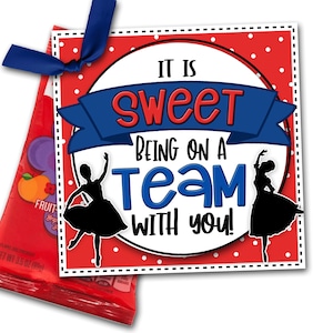 Dance Team Gift, Dance Treat Tags, Dance Good Luck Favor Tags, Het is lief om in een team met jou te zijn, Dance Competition Gift, Dance Gift Tags