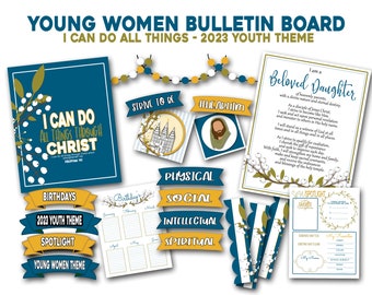 Young Women Bulletin Board Kit, 2023 LDS Young Women Theme, I Can Do All Things, LDS Young Women 2023, Young Women Printable Bulletin Board