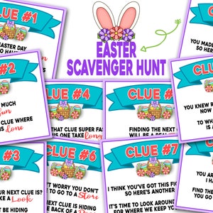 Easter Scavenger Hunt, Easter Party Game, Easter Treasure Hunt, Children's Party Game, Easy Activities, Treasure Hunt Clues for Easter