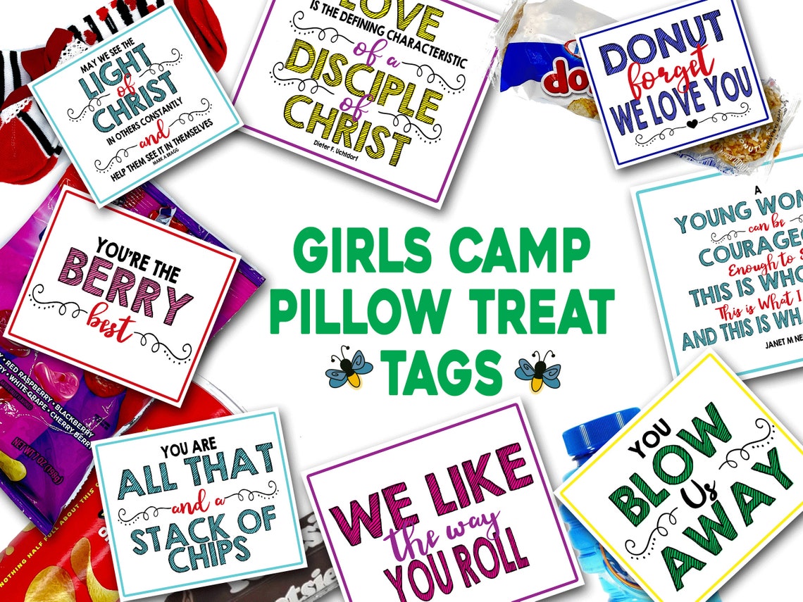 Girls Camp Pillow Treats Pillow Treat Tags for Girls Camp Etsy